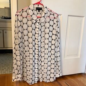 Lane Bryant Black and White Circle Print Blouse